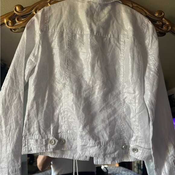 Tommy Bahama two palms Women's Shimmering Silver Jean Jacket - Picture 5 of 12